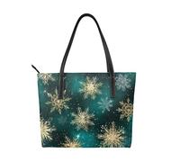 Sac à main en cuir végétalien avec poignée sur le dessus, motif flocon de neige, galaxie, pour femme, sac fourre-tout de Noël pour le quotidien, le travail, les voyages