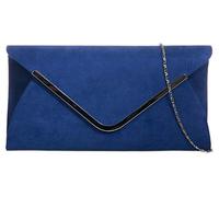 Sac à main en daim uni pour femme - Pour mariage, fête, bal de fin d'année, soirée - Bleu - bleu marine, Medium