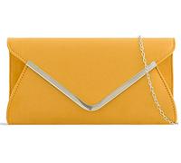 Sac à main en daim uni pour femme - Pour mariage, fête, bal de fin d'année, soirée - Jaune - moutarde, Medium