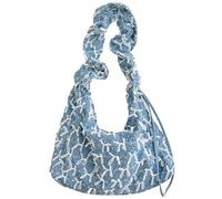 Sac à main en denim décontracté avec nœud de luxe pour femme - Sac bandoulière croissant - Fermeture éclair - Sac sous le bras grand volume - Tendance en dentelle nouée - Utilisation quotidienne (bleu
