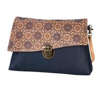 Sac à main en liège à bandoulière, pochette de qualité supérieure en liège, dimensions : 22 x 17 x 6 cm, couleur : bleu, élégant et moderne, durable et robuste, fabriqué à la main dans une manufacture