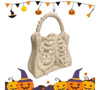 Sac à Main en Os Skeletonique Imprimé en 3D, Durable en PLA, Accessoire Gothique Effrayant, Sac à Crâne pour Halloween, Élément Esthétique Sombre pour Tenues Gothiques et Fêtes d'Halloween