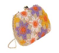 Sac à main en paille à fleurs pour femme - Sac à bandoulière tissé à la main - Portefeuille d'été - Sac de soirée pour fête de mariage - Plage, 01Style, One Size
