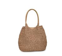 Sac à main en paille for femmes, fourre-tout de grande capacité, Vintage, épaule solide, tissage Simple, été, quotidien(Khaki)