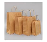 Sac à main en papier kraft épaissi de qualité alimentaire à emporter restaurant de boxe sac de boxe vêtements supermarché sac à provisions sac cadeau de mariage (25 pièces_26 x 12 x 31 cm)