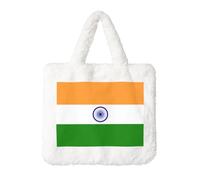 Sac à main en peluche avec drapeau indien - Parfait pour l'automne et l'hiver, idéal comme pochette pour pièces de monnaie, cadeau idéal pour Noël et la Saint-Valentin