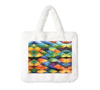 Sac à main en peluche avec écailles de poisson arc-en-ciel pour femme - Parfait pour les clés, le rouge à lèvres et plus encore - Cadeau idéal pour Noël, la Saint-Valentin