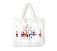 Sac à main en peluche coloré avec clavier de piano et note de musique pour femme - Grande pochette pour pièces de monnaie, portefeuille et accessoire Velcro - Cadeau parfait pour les femmes, blanc,