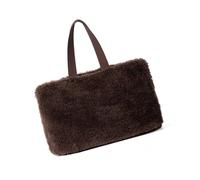 Sac à main en peluche douce avec poignée supérieure pour femme - Confortable - Avec intérieur spacieux - Style coréen, café, One Size