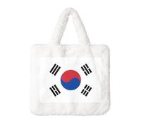 Sac à main en peluche drapeau de la République de Corée - Parfait pour l'automne et l'hiver - Idéal comme pochette pour pièces de monnaie - Cadeau idéal pour Noël et la Saint-Valentin