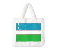Sac à main en peluche drapeau de la République d'Ouzbékistan - Parfait pour l'automne et l'hiver - Idéal comme pochette à monnaie - Cadeau idéal pour Noël et la Saint-Valentin