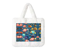 Sac à main en peluche en forme de poisson de récif sous-marin - Parfait pour l'automne et l'hiver, idéal comme pochette pour pièces de monnaie, cadeau idéal pour Noël et la Saint-Valentin, blanc