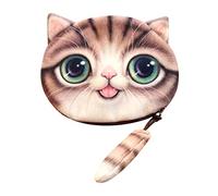 Sac à main en peluche imprimé chat queue de chat mignon sac à main 3D sac à main homme portefeuille en cuir de vache avec chaîne, marron, Taille unique