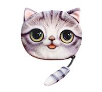 Sac à main en peluche imprimé chat queue de chat mignon sac à main 3D sac à main homme portefeuille en cuir de vache avec chaîne, gris, Taille unique