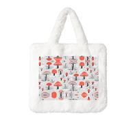 Sac à main en peluche motif champignons de dessin animé pour femme - Grande pochette pour pièces de monnaie, portefeuille et accessoire Velcro - Cadeau parfait pour les femmes, blanc, Taille unique