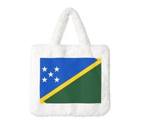 Sac à main en peluche motif drapeau des îles Salomon - Parfait pour l'automne et l'hiver - Idéal comme porte-monnaie - Cadeau idéal pour Noël et la Saint-Valentin - Blanc - Taille unique
