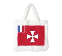 Sac à main en peluche motif drapeau des îles Wallis et Futuna - Parfait pour l'automne et l'hiver, idéal comme porte-monnaie, cadeau idéal pour Noël et la Saint-Valentin