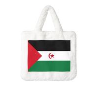 Sac à main en peluche motif drapeau du Sahara occidental - Parfait pour l'automne et l'hiver, idéal comme pochette pour pièces de monnaie, cadeau idéal pour Noël et la Saint-Valentin