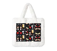 Sac à main en peluche pour femme avec motif de médecine de dessin animé - Grande pochette pour pièces de monnaie, portefeuille et accessoire Velcro - Cadeau parfait pour les femmes, blanc, Taille