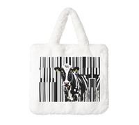 Sac à main en peluche pour femme Motif vache de lait Noir et blanc, Blanc, One Size