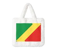 Sac à main en peluche République du Congo - Parfait pour l'automne et l'hiver - Idéal comme pochette pour pièces de monnaie - Cadeau idéal pour Noël et la Saint-Valentin - Blanc - Taille unique