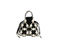 Sac à main en perles simple for femme, élégant, petit, bandoulière, fait la, ajouré, for fête(Black,11 * 3 * 10cm)