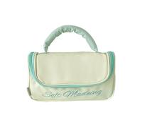 Sac à main en polyuréthane de grande capacité avec nœuds pour le rangement de produits de toilette et trousse de maquillage portable, Vert, 21.5x9.2x12cm