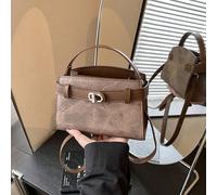 Sac à main en PU patchwork rétro à la mode, sangle d'épaule ajustable minimaliste, fermeture à verrou métallique sophistiquée, sac bandoulière, fermeture magnétique à pression, sac fourre-tout léger m