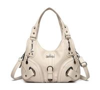 Sac à main en PU Punk pour femmes, grand sac sous les bras pour les voyages quotidiens et le travail (blanc)