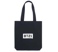 Erik Sac shopper BT21 Line Friends 39x37 cm en coton recyclé réutilisable Noir