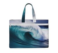 Sac à main en toile imprimée avec fermeture éclair et poignée pour l'école, le bureau, les voyages, Big Sea Wave HD, Taille unique