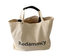 Sac à main en toile pour femme - Style coréen spacieux - Lettres - Sac à bandoulière - Pour les trajets quotidiens, beige