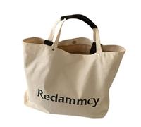 Sac à main en toile pour femme - Style coréen spacieux - Lettres - Sac à bandoulière - Pour les trajets quotidiens, beige