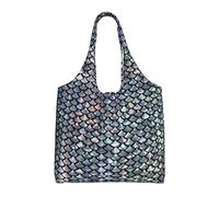 Sac à main en toile réutilisable en forme d'écailles de poisson argenté - Grande capacité, Écailles de poisson en, One Size
