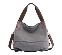 Sac à main en toile Sac à main Seau Vintage Petit Shopper Femmes Bandoulière O Bag Sacs Femme Poche intérieure, Gris, Taille unique