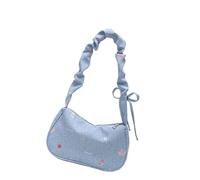 Sac à main en toile style japonais décontracté doux et esthétique sous les bras pour diverses occasions, bleu clair, One Size