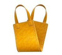 Sac à main en tricot et crochet - Accessoires de couture - Bas en polyuréthane - Poignées pour la fabrication de sacs de crochet - Pièces artisanales - Cadeau fait à la main avec, Jaune rétro., One