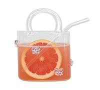 Sac À Main en Verre pour Boissons, Sac À Main avec Paille, Verres À Cocktail Transparents en Forme, Vase À Verres À Vin Polyvalent pour Jus De Fruits, Thé, Fleurs