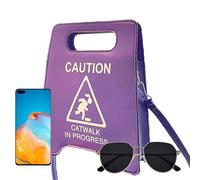 Sac à main fantaisie pour femme, sac à main créatif avec panneau stop, sac de messager à la mode nouveauté sac à bandoulière de précaution pour femmes et filles, pourpre, Consulte la descripción