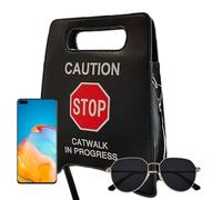 Sac à main fantaisie, sac à main créatif avec panneau d'avertissement d'arrêt - Sac à bandoulière tendance, sac à bandoulière fantaisie, sac fourre-tout innovant pour les amis et la famille, Noir