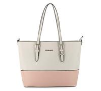 Sac à Main Femme Bicolore - Cabas Fourre-Tout Simili Cuir PU Rigide - Sac Elégant Ville Travail Lycée - Shopper Porté Epaule Grande Capacité A4 - Mode Chic - Gris Rose