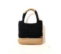 Sac à main femme Fait Main - Coton & Jute Naturels - Ensemble artisanal "Goffa Top Handle" noir avec pochette et accessoires - Artisanal, Éthique & Éco-Responsable - Idée Cadeau Originale