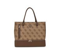 GUESS Sac de Voyage Sac à épaule pour Ordinateur Portable Zip Bottom Tote Latte Logo/Brown Marron Clair