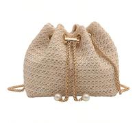 Sac a Main Femme Pochette en Paille Tissée Plage d'Été Embrayage Soirée Sacs à Bandoulière avec Chaîne Métal pour Fête Mariage Vacances Boule Description du produitTOFBS Sac a Main Femme Pochette en P