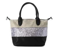 Sac à Main Femmes Paillette - Sac Bandoulière Porté Epaule Multicolore Rayures - Sac Ville Fourre-tout Shopping 2 Anse Strass Brillant Soirée Mariage - PU Cuir Souple - Chic Tendance (Gris Noir)