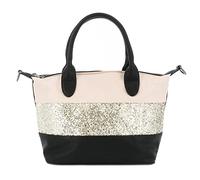 Sac à Main Femmes Paillette - Sac Bandoulière Porté Epaule Multicolore Rayures - Shopper Ville Fourre-tout 2 Anse Strass Brillant Soirée Mariage - PU Cuir Souple - Chic Tendance - Beige Noir Doré