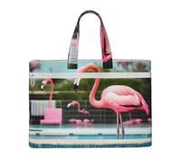 Sac à main flamant rose et piscines 26 x 38 cm, 2 poches zippées, grande capacité pour dossiers - Idéal pour le bricolage et le travail, Stu
