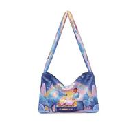 Sac à main fourre-tout en peluche pour femme - Sac à main moelleux pour femme - Sac à bandoulière pour chef d'hiver et cerf cuisinent des biscuits flocon de neige et le four arc-en-ciel brille