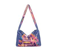 Sac à main fourre-tout en peluche pour femme - Sac à main moelleux pour l'hiver - Flocon de neige - Cookies - Chapeau de chef - Arc-en-ciel - Cerf