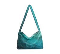 Sac à main fourre-tout en peluche pour femme, sac à main moelleux, sac à bandoulière pour l'hiver, bleu turquoise, bas poly